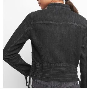 NWT. Black denim moto jacket